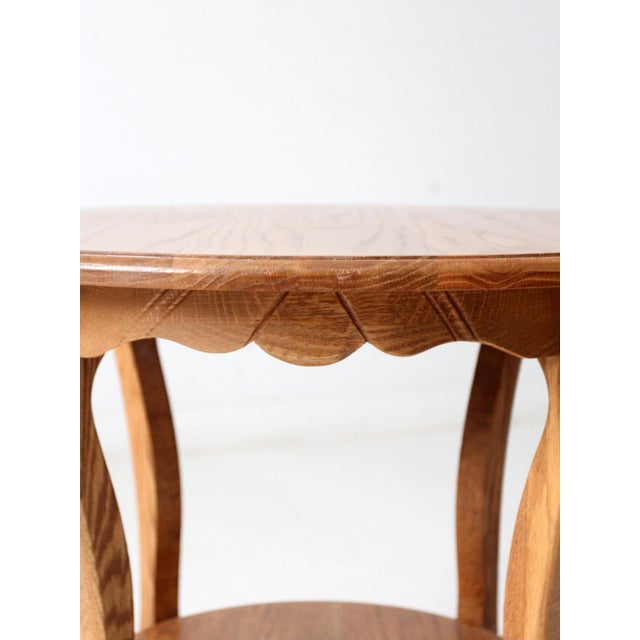 Vintage Oak Side Table With Carved Wheat Sheaf Apron For Sale - Image 12 of 12