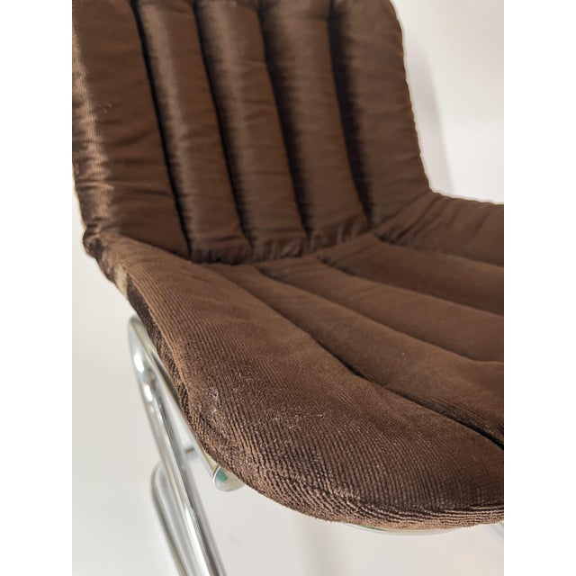 1970s Metal Dining Chairs with Brown Velvet Cushions, Italy, 1970s, Set of 2 For Sale - Image 5 of 15