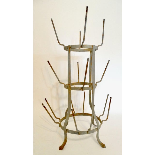 Antique zinc French bottle drying rack in a nice small size. These racks were traditionally used to dry bottles in a...
