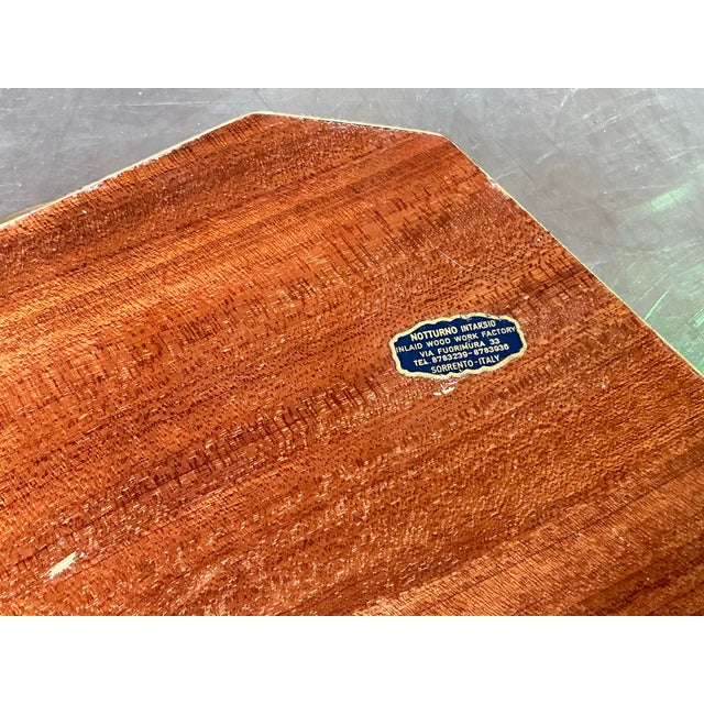 Wood Vintage Boho Italian Marquetry Brass Gallery Tray For Sale - Image 7 of 9