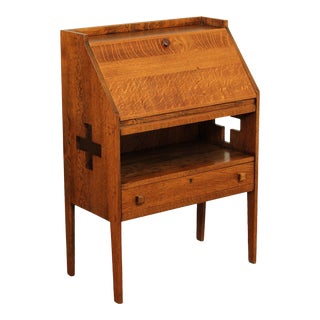 Arts & Crafts Mission Antique Oak Secretary Desk For Sale