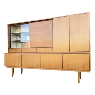 Mid-Century German Large Teak Wall Unit Cabinet Hutch by Munker-Modell For Sale