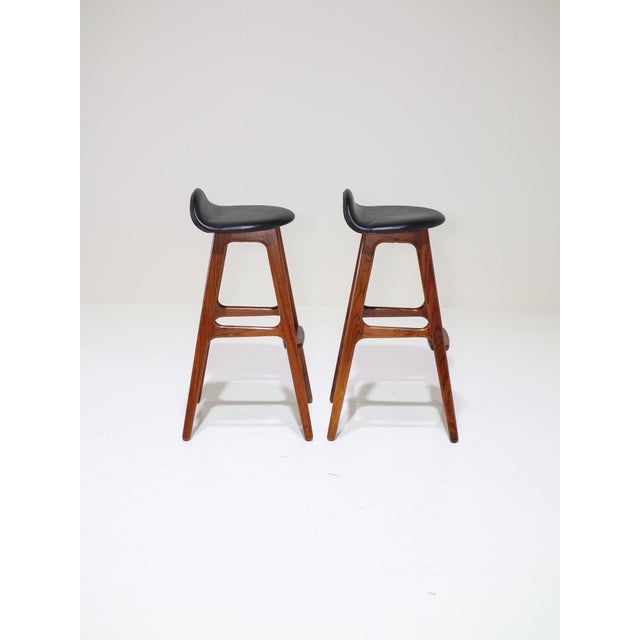 Wood Vintage OD61 Bar Stools by Erik Buch for Oddense Maskinsnedkeri, 1960s, Set of 2 For Sale - Image 7 of 16