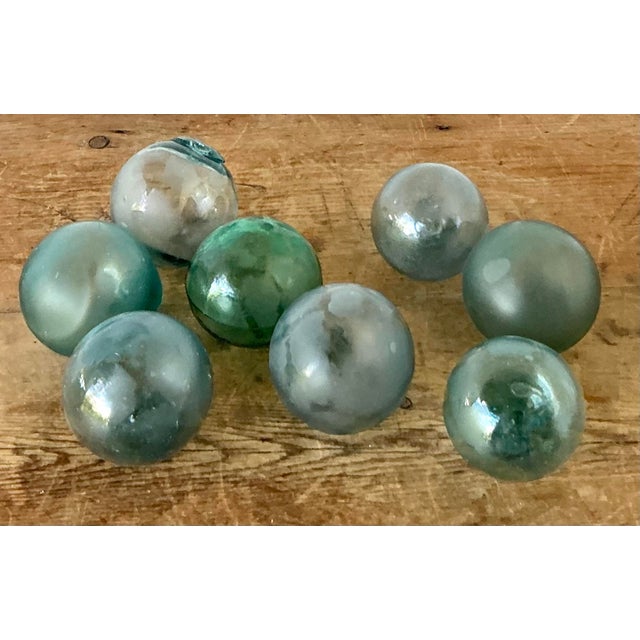 Vintage Boho Green Glass Spheres - Set of 8 For Sale - Image 4 of 8
