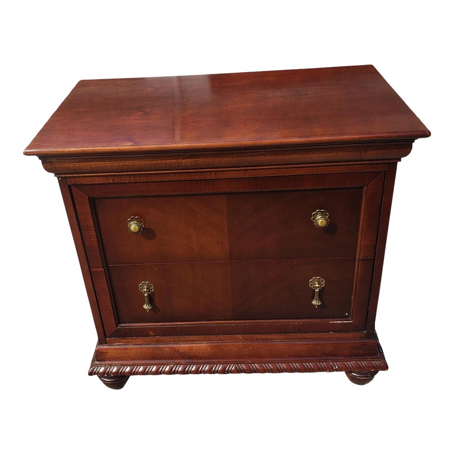 National Mt Airy Bookmatched Mahogany Bedside Chest of Drawers