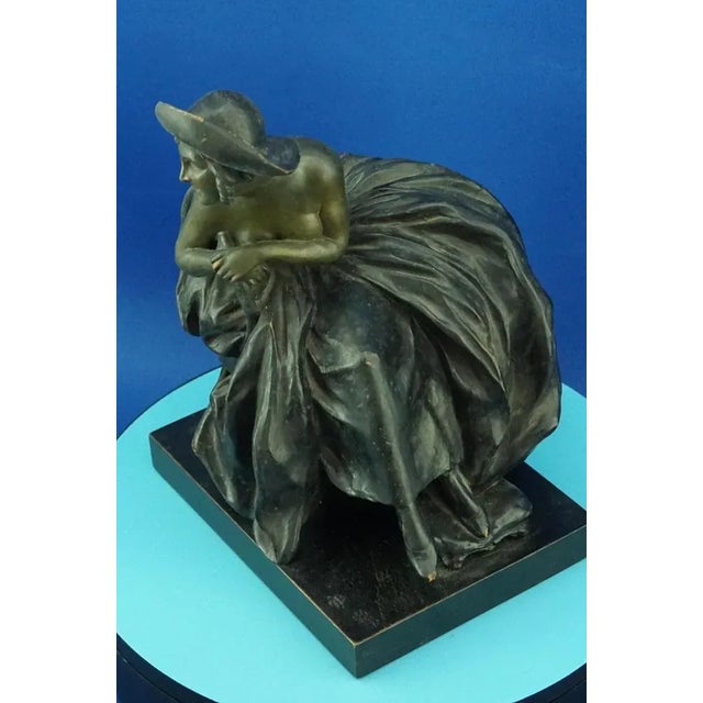 Art Nouveau Ceramic Sculpture Depicting a Lady on a Thonet Chair by Guido Cacciapuoti, Naples, Italy, Early 1900s For Sale - Image 15 of 18