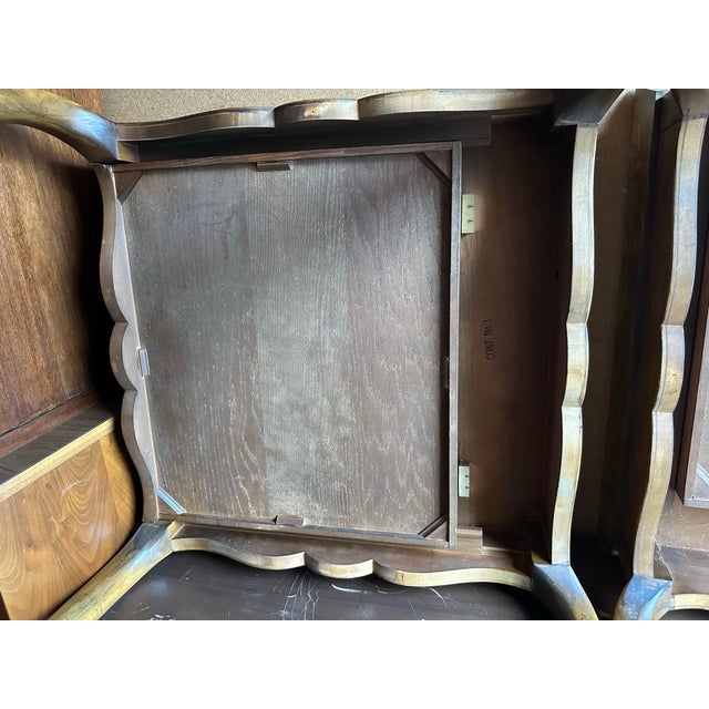 Sweet Pair of Vintage Baker French Provincial Walnut Side Tables With Carved Aprons For Sale In Seattle - Image 6 of 9
