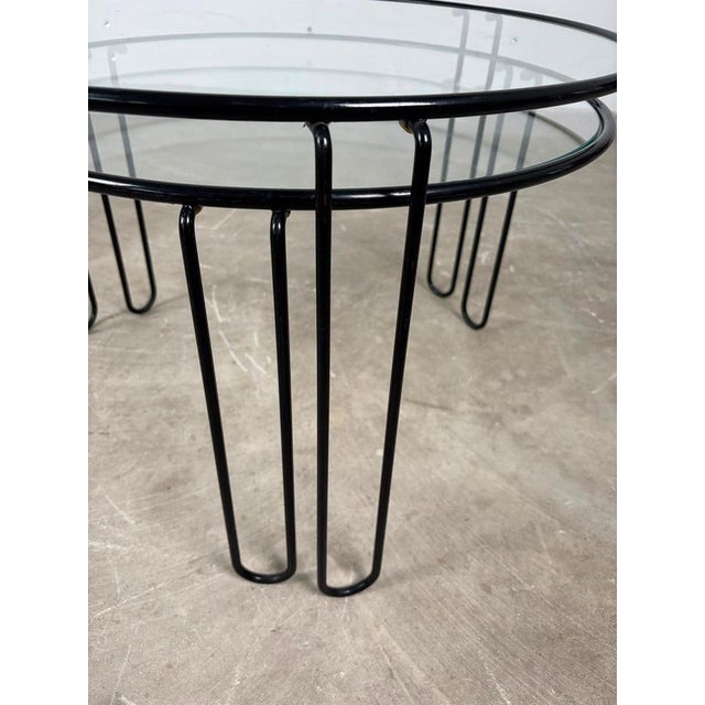 Stacking Side Tables in Iron and Glass, 1970s, Set of 2 For Sale - Image 4 of 7