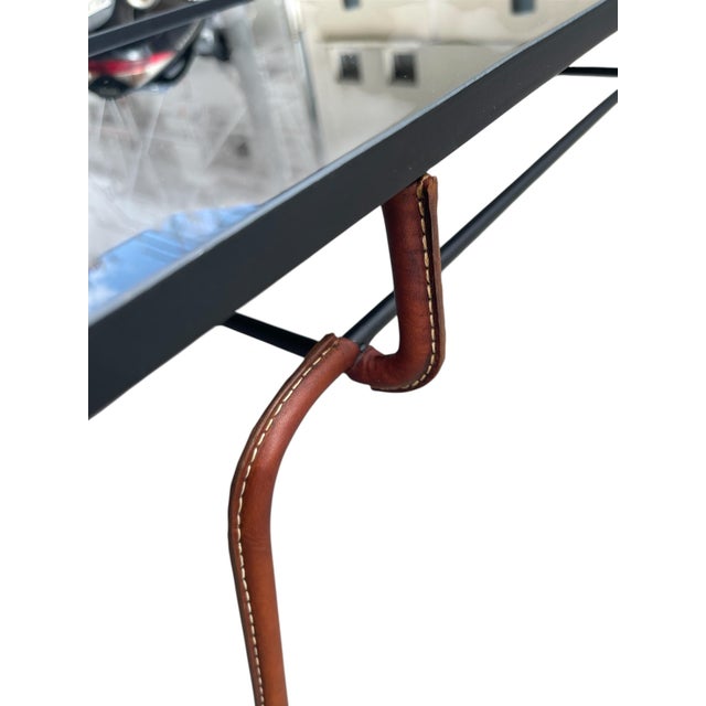 Black Stitched Leather Cocktail Table by Jacques Adnet, 1950s For Sale - Image 8 of 10
