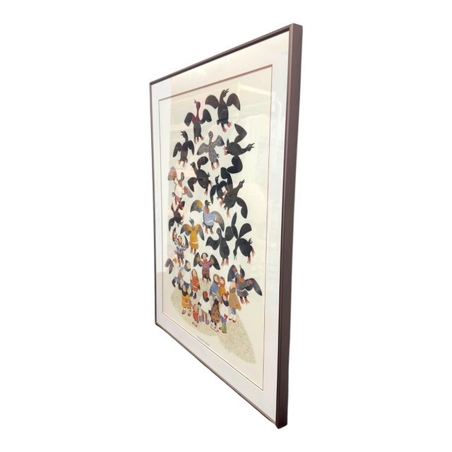 Vintage Rie Muñoz "Guillemot Legend" Framed Art Print – 1988 Alaskan Folk Art Illustration. For Sale In Seattle - Image 6 of 9
