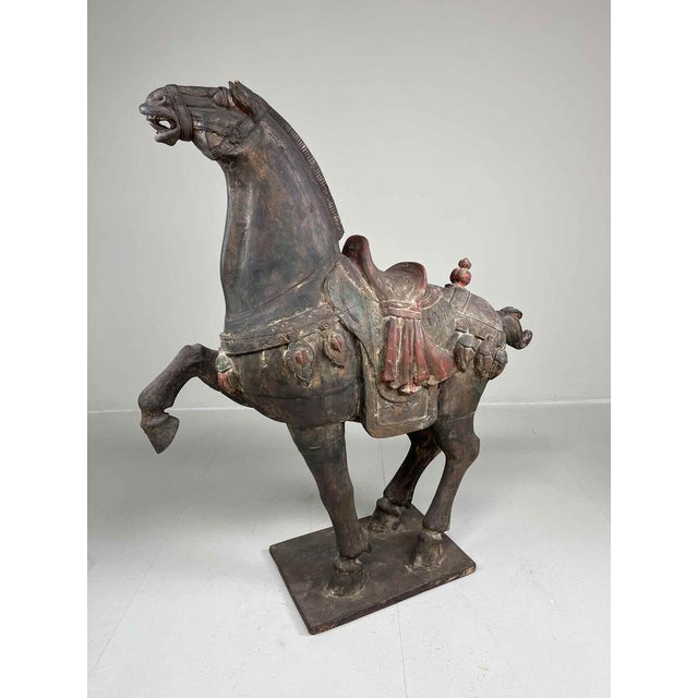 Chinese Artist, Tang Style Wooden Horse, Early 19th Century, Wood & Gesso For Sale - Image 10 of 18