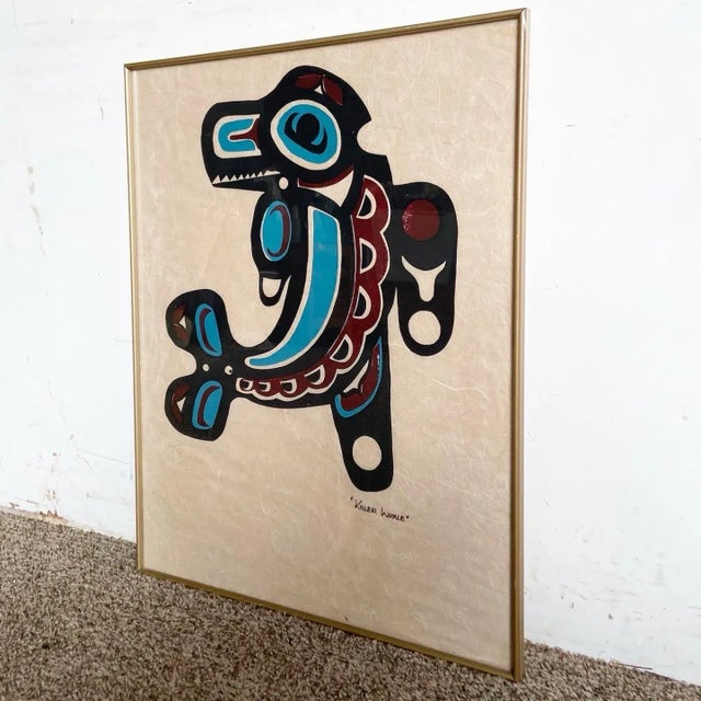 Traditional Vintage Native Canadian "Killer Whale" Screenprint For Sale - Image 3 of 7