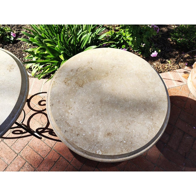 A Pair of Travertine Stone Top Iron Side Tables For Sale - Image 13 of 18