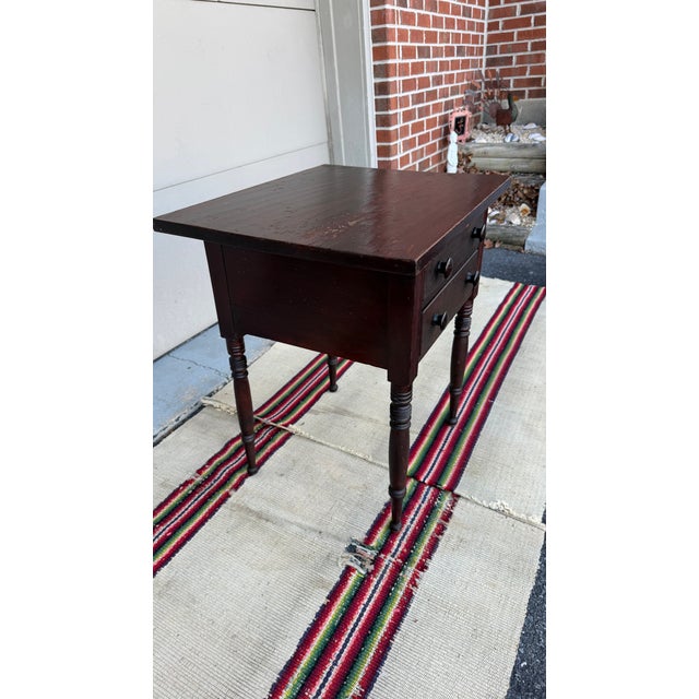 A Fine Antique Pennsylvania Country Sheraton 2 Drawer Side Table, Circa 1820's For Sale - Image 11 of 12