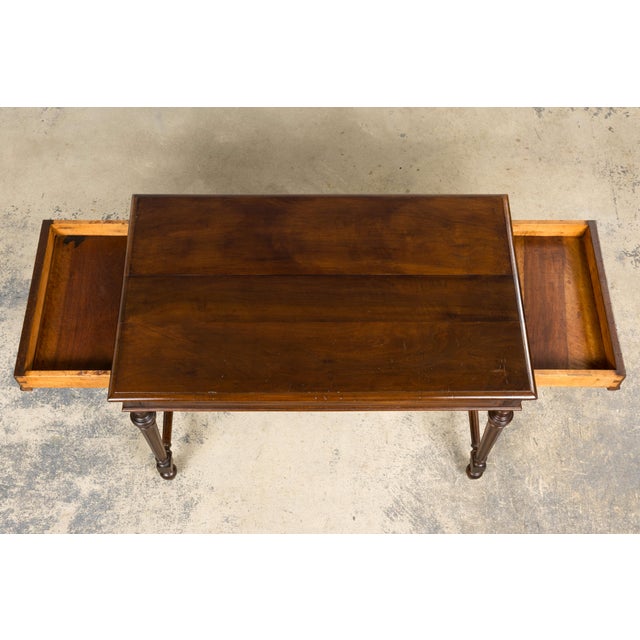 Late 19th Century French Louis XVI Style Walnut Writing Table With Side Drawers For Sale - Image 4 of 18