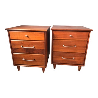 Mid Century Ace-Hi, California Solid Walnut 3 Drawer Nightstands - a Pair For Sale