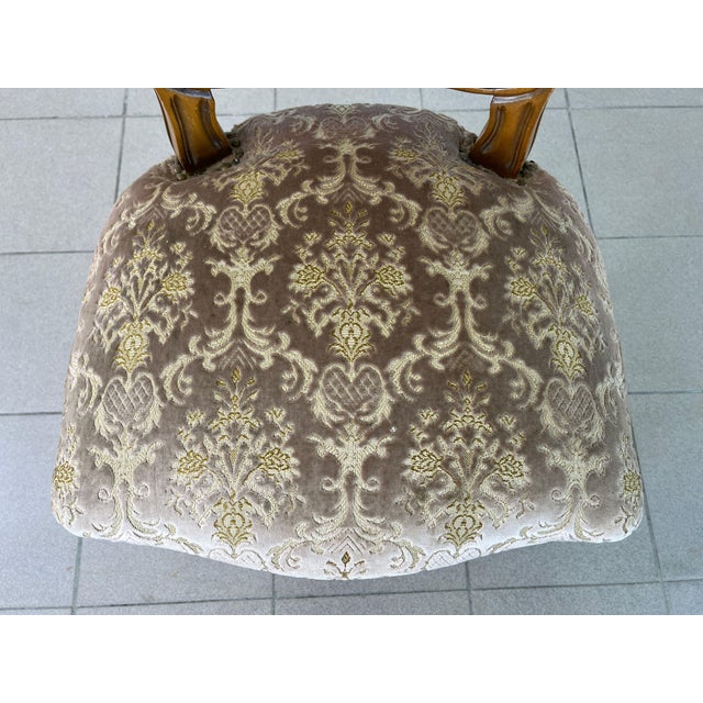 Taupe Vintage French Louis XV Style Dining Chairs – Set of 6 For Sale - Image 8 of 11
