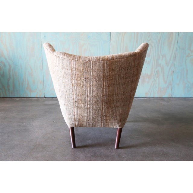 Tan 1950s Hans J. Wegner Papa Bear Ap19 Chair and Ottoman Teak and Boucle For Sale - Image 8 of 15