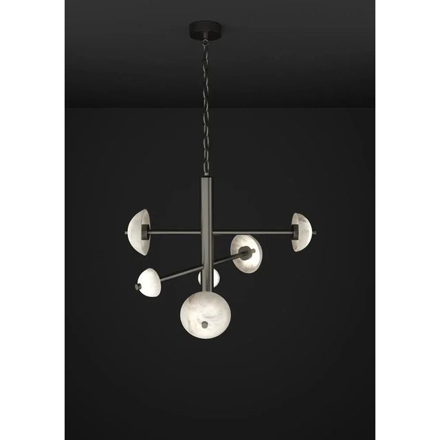 Apollo brushed black metal pendant lamp by alabastro italiano dimensions: d 70,5 x w 54 x h 64 cm. Materials: white...