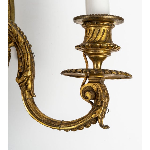 Metal Antique Gilt Bronze Lyre Sconces, Set of 2 For Sale - Image 7 of 8
