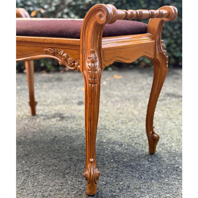 Vintage French Louis XV Carved Wood Bench For Sale - Image 9 of 10
