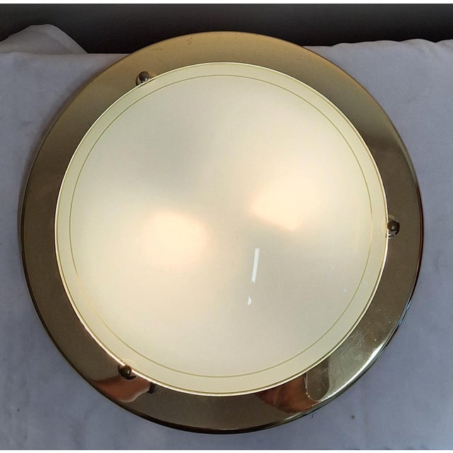 2000 - 2009 Flat Vintage Metal Ceiling Lamp with Frosted Glass Shade, 2000s For Sale - Image 5 of 7