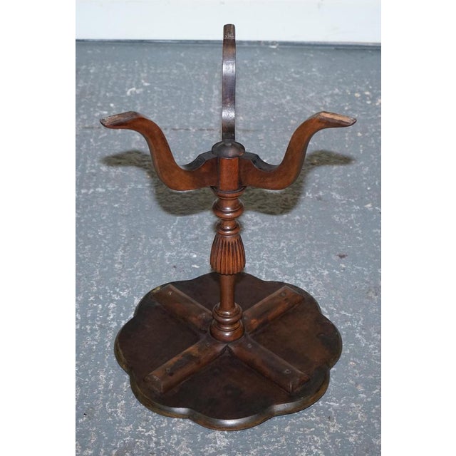 Brown Walnut Pie Crust Wine Lamp End Side For Sale - Image 8 of 14