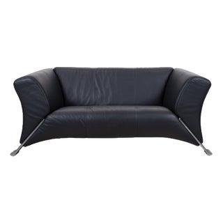 322 Two-Seater Black Sofa from Rolf Benz For Sale