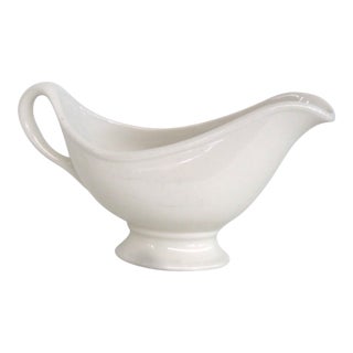 Mid 20th Century Hall Ceramic Gravy Boat Mid Century Modern Cream Color Dish Made in Usa For Sale