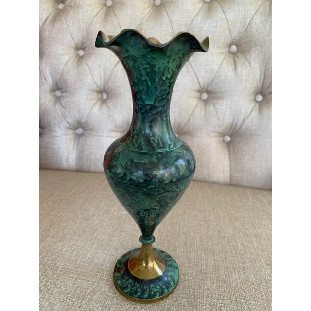 Vintage Mid Century Brass Marble Vase For Sale - Image 10 of 11