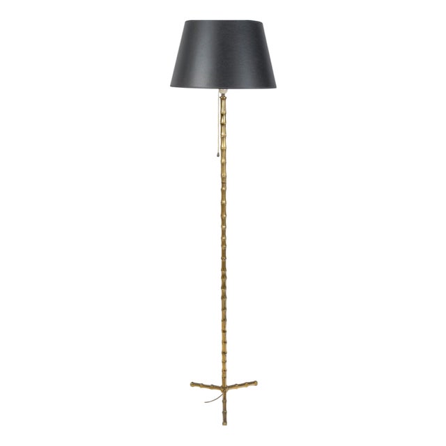 Brass Imitating Bamboo Floor Lamp, 1950s For Sale