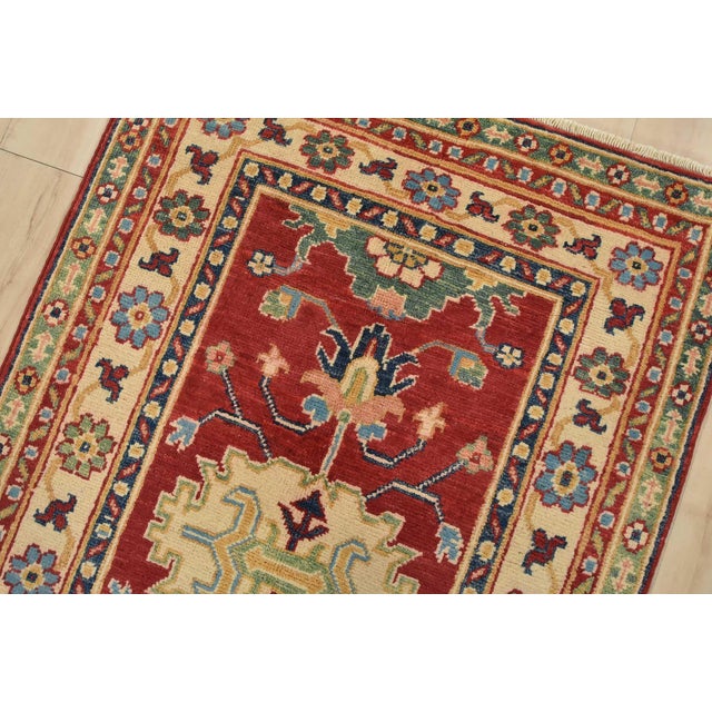 2020s Kazak Runner 2’7” X 6’8” Red Wool Tribal Hand-Knotted Oriental Rug For Sale - Image 5 of 10