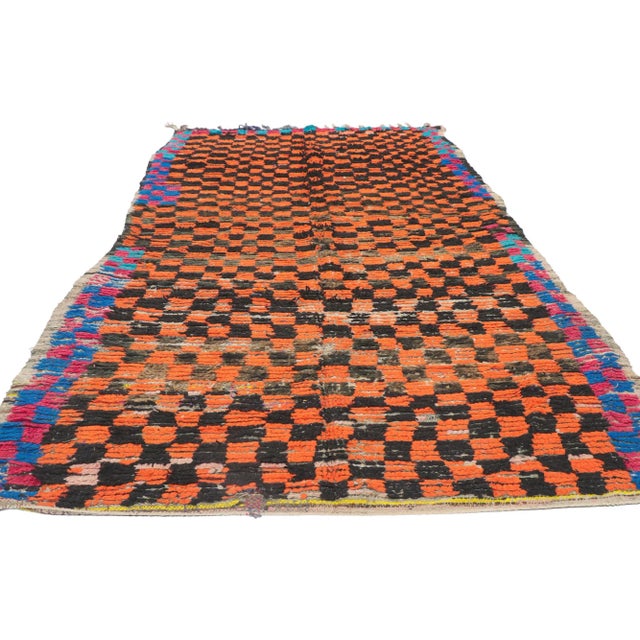 Mid-Century Modern Vintage Berber Moroccan Rug - 04'02 X 09'00 For Sale - Image 3 of 9
