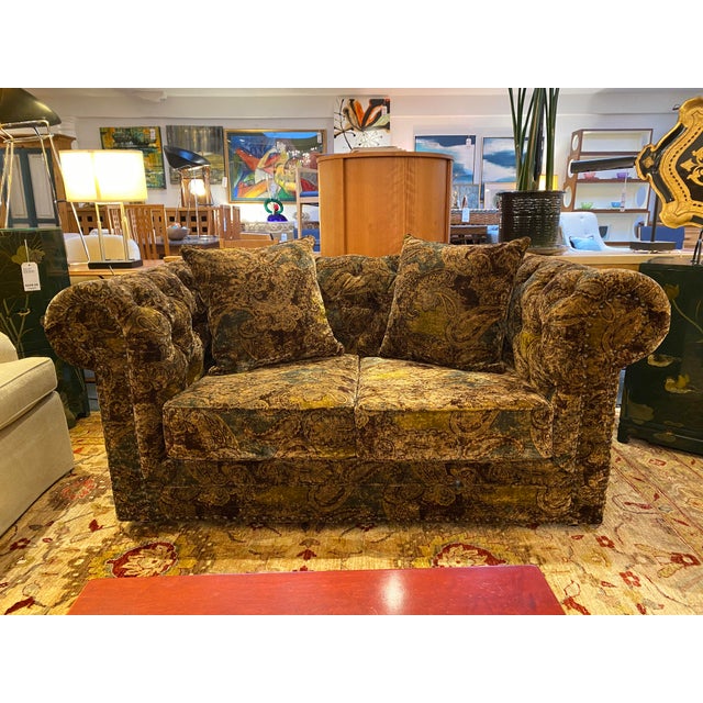 Velvet Paisley Chesterfield Loveseat Chairish
