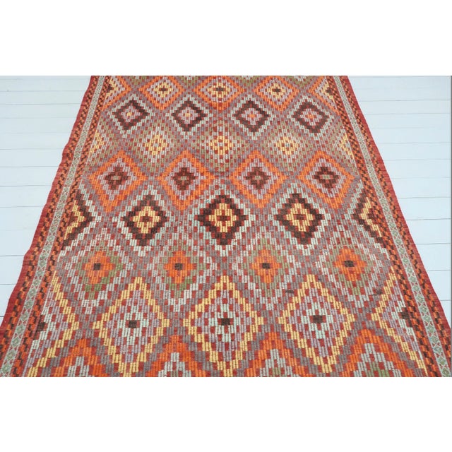 Mid-Century Modern Vintage Turkish Kilim Flatweave Handmade Rug For Sale - Image 3 of 12
