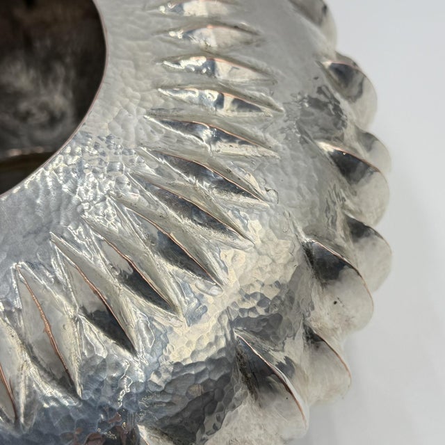 1960s Los Castillo Taxco Mexican Modernist Silver Plate Copper Sculptural Bowl For Sale - Image 17 of 18