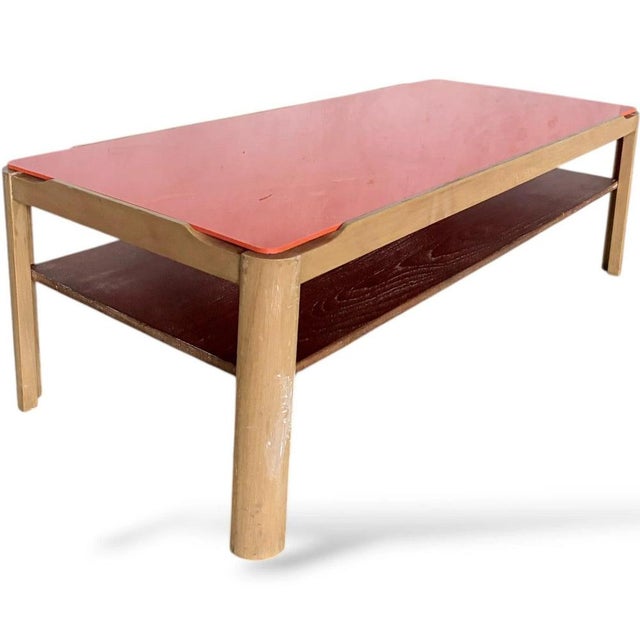 Mid-Century Modern Coffee Table in Orange Acrylic and Teak, 1960s For Sale - Image 4 of 9