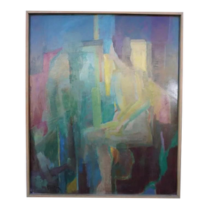 Mid 20th Century Abstract Portrait by Mina Pulsifer, Oil on Masonite