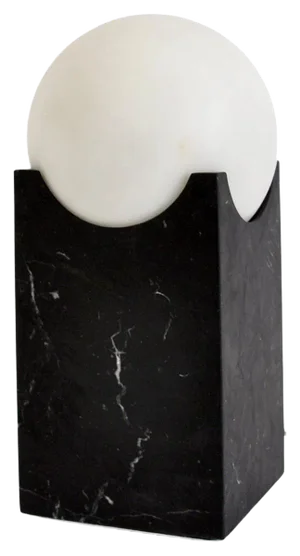 Small Handmade Eclipse Lamp in Black Marquina Marble from Fiam