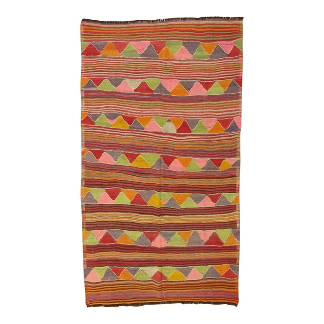 Boho Colorful 20th Century Turkish Kilim For Sale