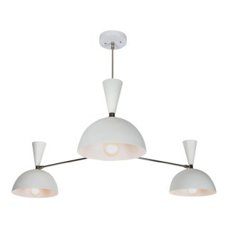 Large Three-Cone 'Lola II' Chandelier in White and Chrome For Sale