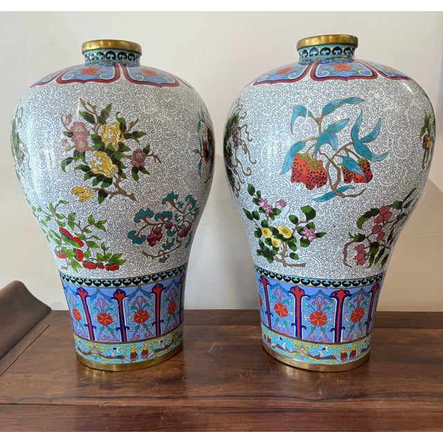 Pair of 1930s Mirror Opposite Cloisonne Vases Chairish
