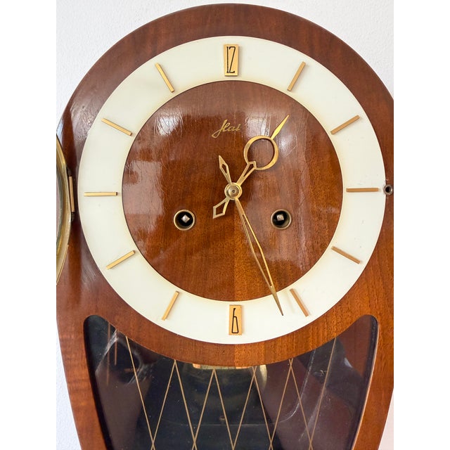 Metal Mid-Century Modern Wall Clock with Hermle Movement from Haid, 1950s For Sale - Image 7 of 15