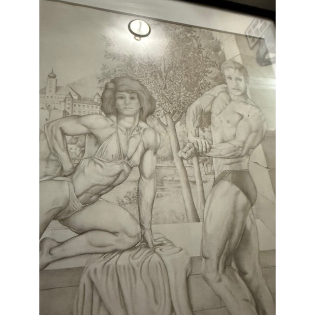 1990s DL Johnson 1992 Unique Original Sketch Signed Framed For Sale - Image 5 of 8