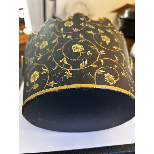 Vintage Chinoiserie Hand PaintedToleware Cache Pot For Sale - Image 4 of 5