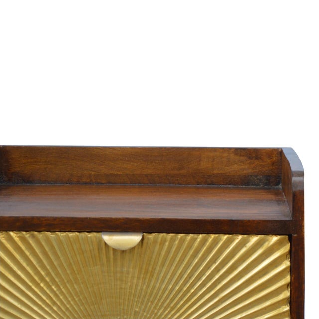 2020s Mango Wood Nightstand With Brass Drawer Front For Sale - Image 5 of 8