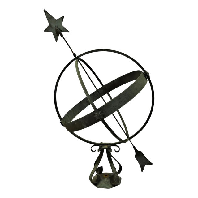 Large Swedish Wrought Iron and Copper Garden Sundial, 1950s For Sale