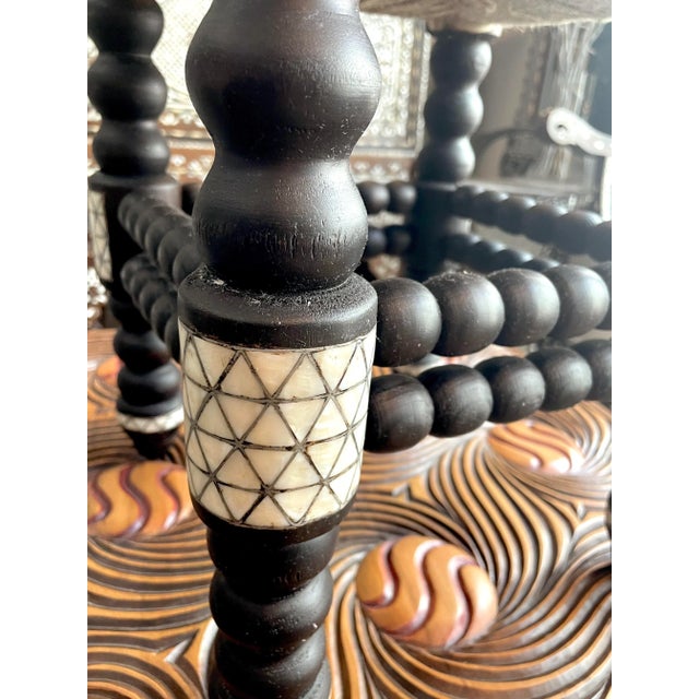 1990s Vintage Mother of Pearl Inlaid Stool For Sale - Image 4 of 8