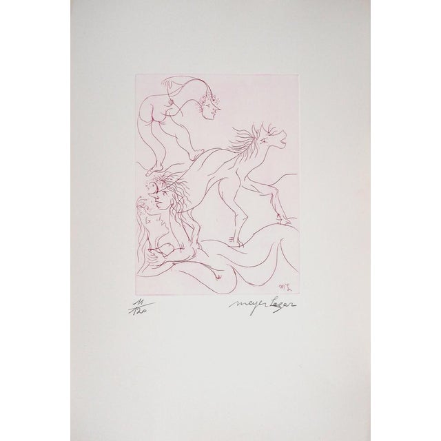 Meyer Lazar, The Acrobats in Love, 1974, Original Etching For Sale - Image 6 of 6