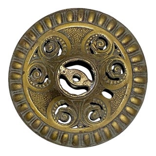 Vintage Scrollwork Ornate Rosette Bronze Ceiling Light Plate For Sale